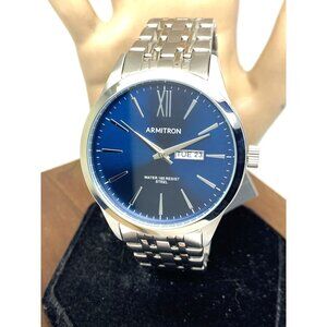Armitron Men's Watch 20/5491SV Blue Dial Quartz Silver Stainless Steel 43mm
